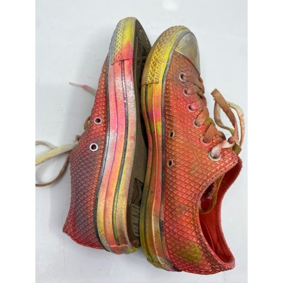 Converse Sneakers Customized Orange Silver Size 7 - Picture 7 of 13